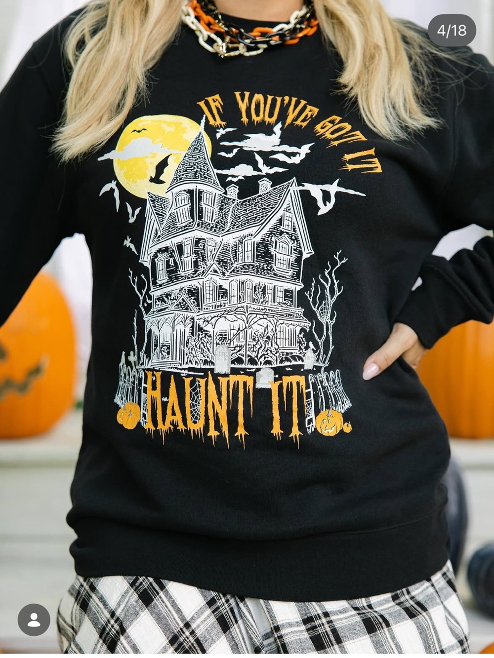Living Fully Co Halloween Black Sweatshirt Medium by Mallory Ervin